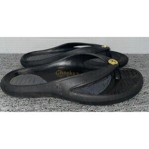 Cheeks Health by Tony Little Sandals Womens Size 6 Black Flip Flops Arch Support